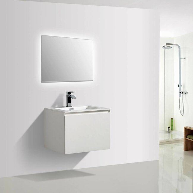 Como Wastafel onderkast  60 cm , LADE in Lade  met cast marmer wastafel