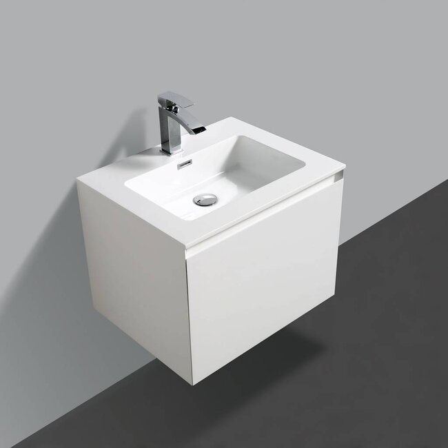 Como Wastafel onderkast  60 cm , LADE in Lade  met cast marmer wastafel