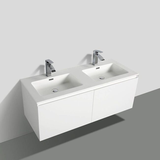 Como Wastafel onderkast  120 cm , LADE in Lade  met cast marmer wastafel  , mat wit