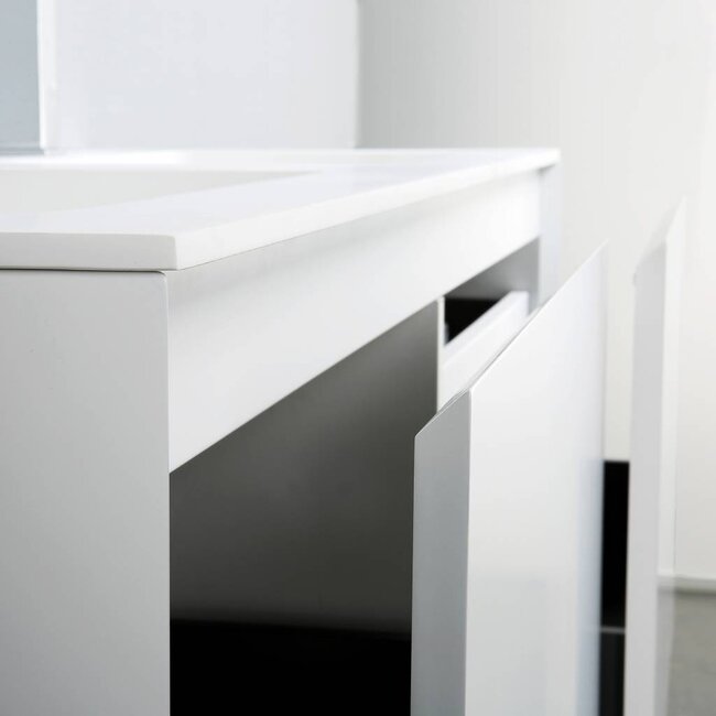 Como Wastafel onderkast  120 cm , LADE in Lade  met cast marmer wastafel  , mat wit