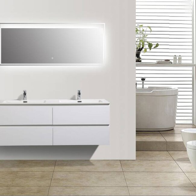 Como Wastafel onderkast  120 cm , 4 laden met mineraal gegoten wastafel, mat wit