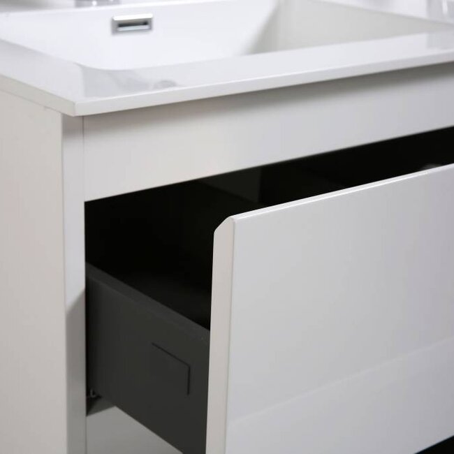 Como Wastafel onderkast  120 cm , 4 laden met mineraal gegoten wastafel, Hoogglans wit