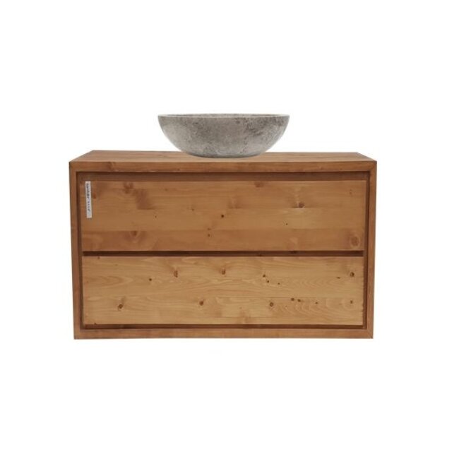 Aanbieding ! Badkamermeubel onderkast massieve hout 90 cm , soft close 2 laden