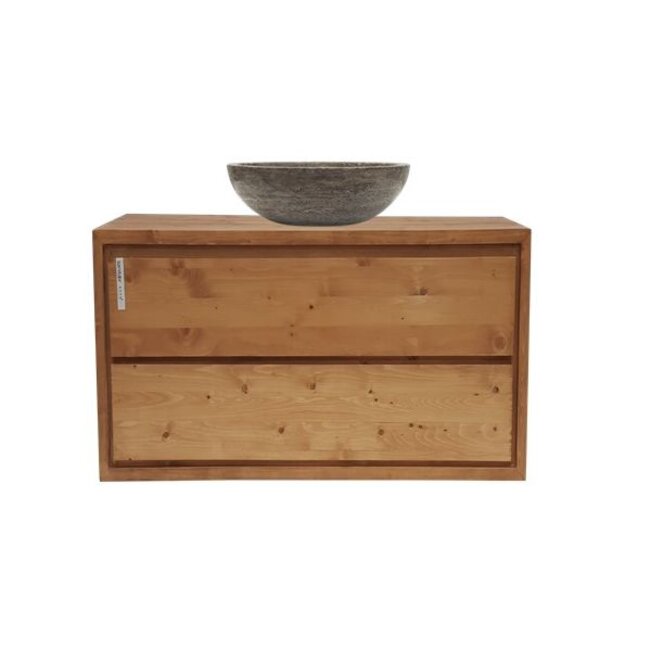 Aanbieding ! Badkamermeubel onderkast massieve hout 90 cm , soft close 2 laden