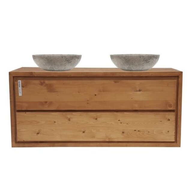 Aanbieding ! Badkamermeubel onderkast massief hout 120 cm , soft close 2 laden