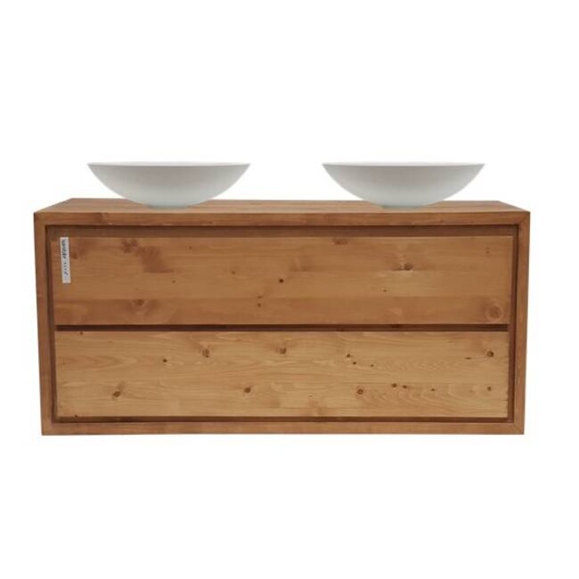 Aanbieding ! Badkamermeubel onderkast massief hout 120 cm , soft close 2 laden