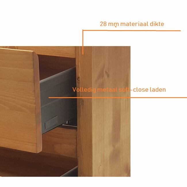 Aanbieding ! Badkamermeubel onderkast massief hout 120 cm , soft close 2 laden