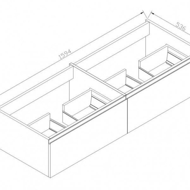 Como Wastafel onderkast  160 cm  , Hoogglans wit