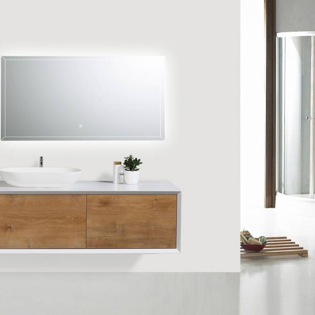 Como  LECCO wastafelonderkast  120 cm  eiken-mat wit ,Push to Open functie