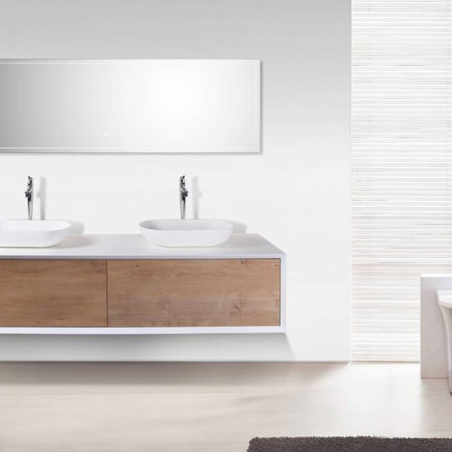 Como  LECCO wastafelonderkast  180 cm  eiken-mat wit ,Push to Open functie