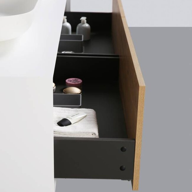 Como  LECCO wastafelonderkast  180 cm  eiken-mat wit ,Push to Open functie