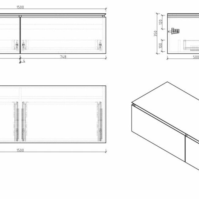 Como CREA Badkamermeubel set 150 cm  , mat-wit