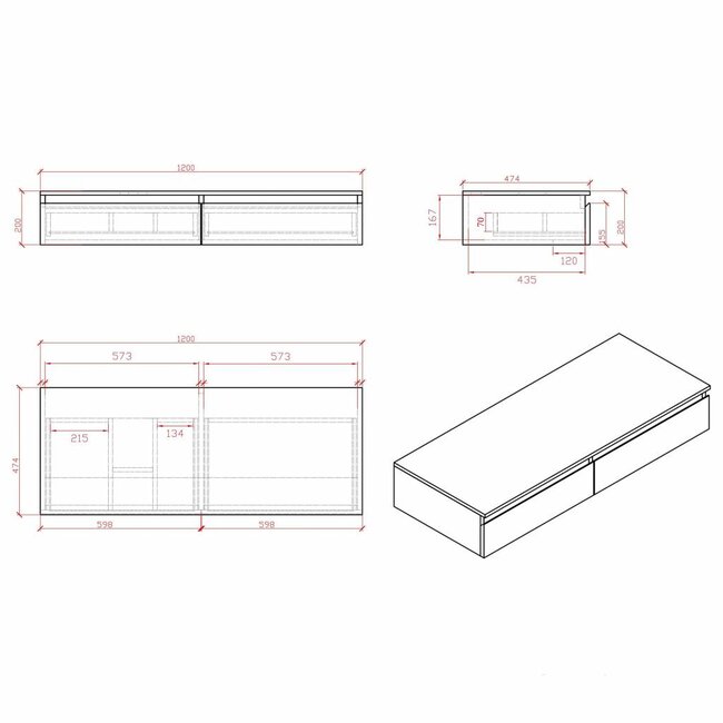 Como  CREA Wastafelonderkast 120 cm , mat-wit