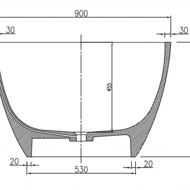 Como CREA Solid Stone Vrijstaand ligbad , , Mineraal gegoten 180 x 90 x 54 cm