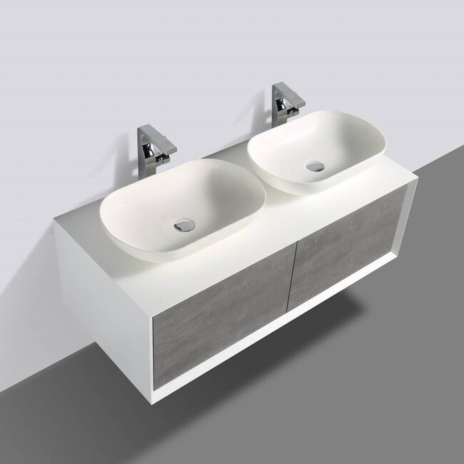 Como LECCO wastafelonderkast  120 cm  mat wit ,betoon look Push to Open laden