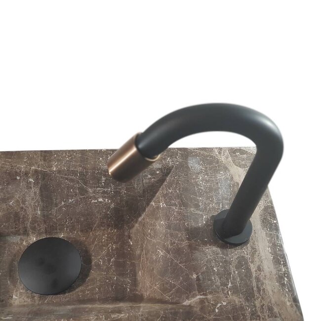 Como 40 x 20 x 16 cm Fonteinset toilet,marmer met massive hout planchet