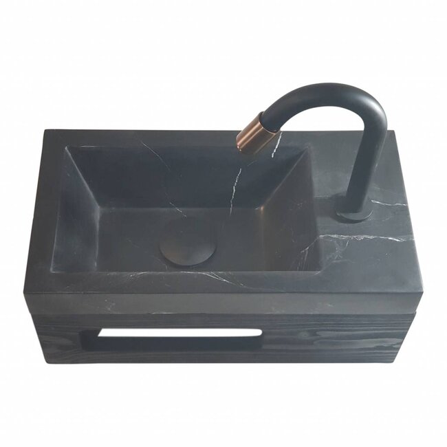 Como Black’N Roses fontein mini toilet wastafel zwart 40 x 22 x 14 cm rechts