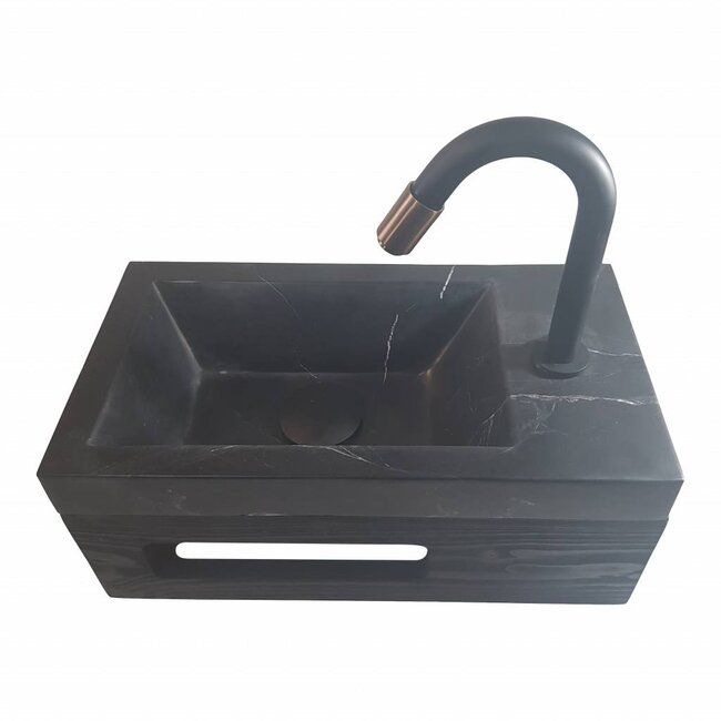 Como Black’N Roses fontein mini toilet wastafel zwart 40 x 22 x 14 cm rechts