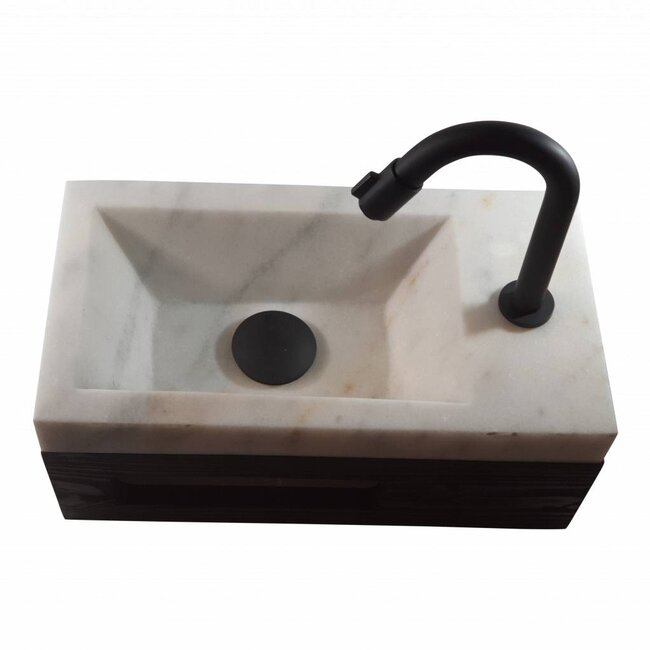 Como 40 x 20 x 16 cm Fontein toilet marmer met massief hout planchet