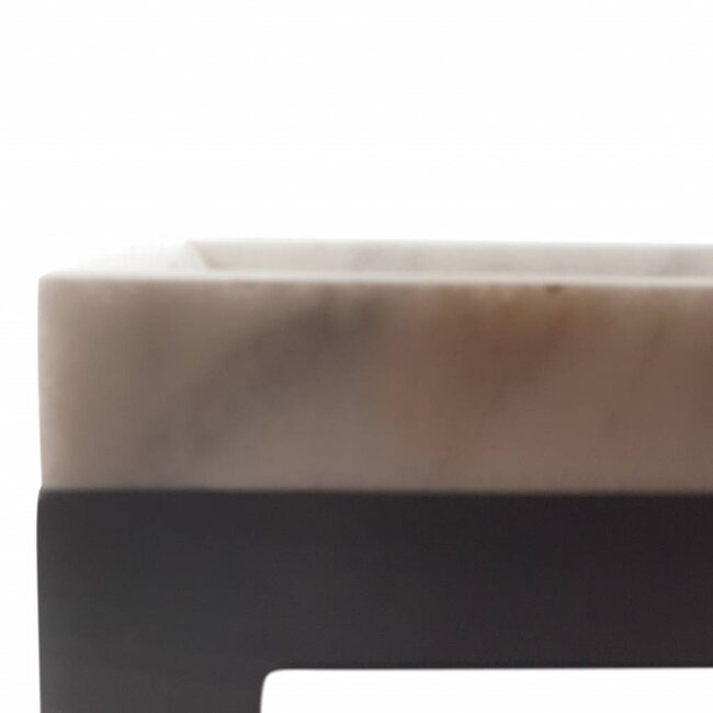 Como 40 x 20 x 16 cm Fontein toilet marmer met massief hout planchet