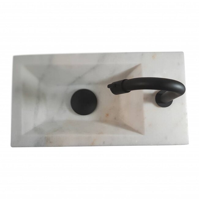 Como 40 x 20 x 16 cm Fontein toilet marmer met massief hout planchet