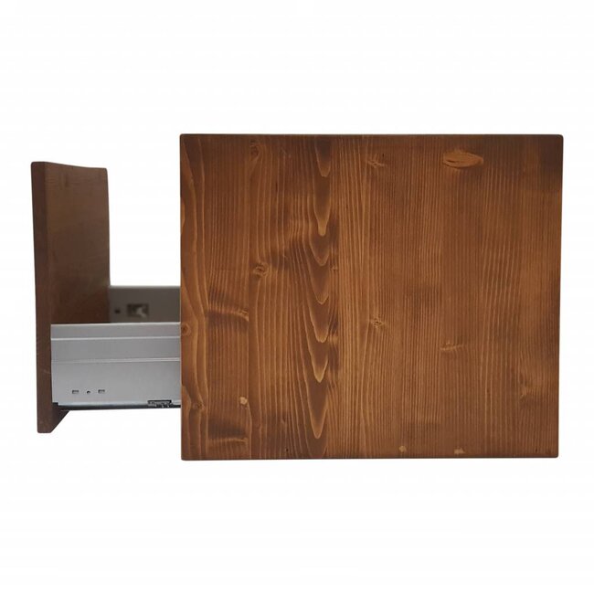 Como Wood wastafelonderkast hout 130cm met greeploze laden in 45 graden verstek