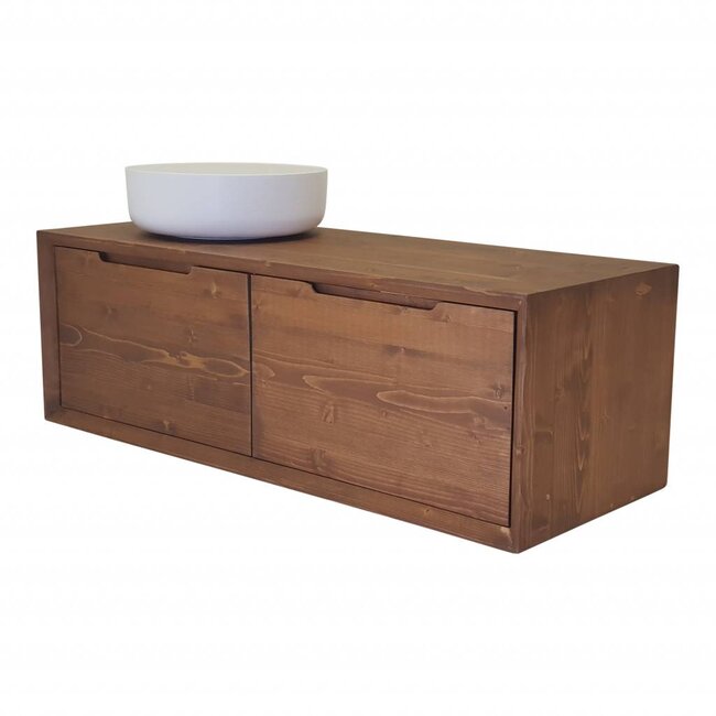 Como Badkamermeubel 120 cm met greeploze laden in 45 graden verstek massief houten, 120 cm