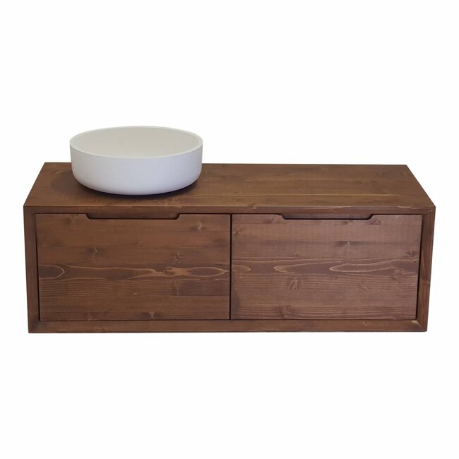 Como Badkamermeubel 120 cm met greeploze laden in 45 graden verstek massief houten, 120 cm