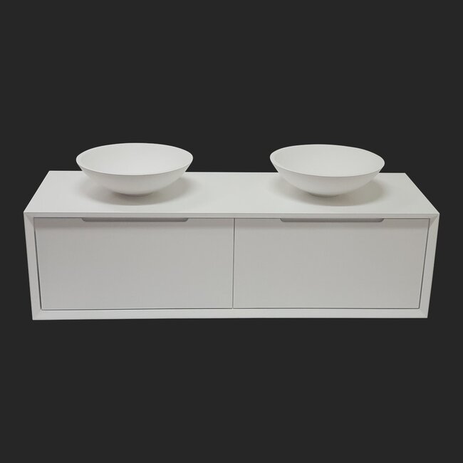 Como LAKE , wastafelmeubel met 2 x solid surface waskom, 140 cm