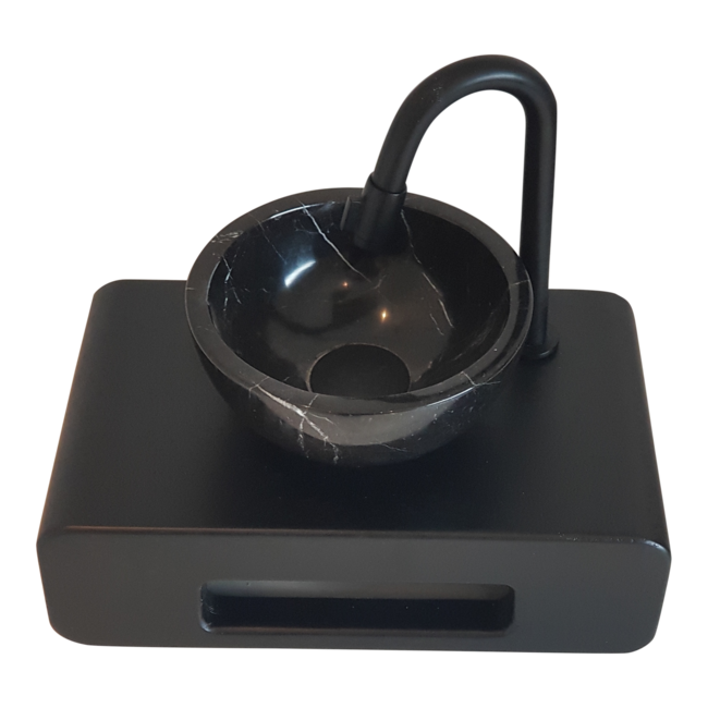 Como Mini fontein toilet zwart Black'N Roses met waskom 20 cm doorsnee