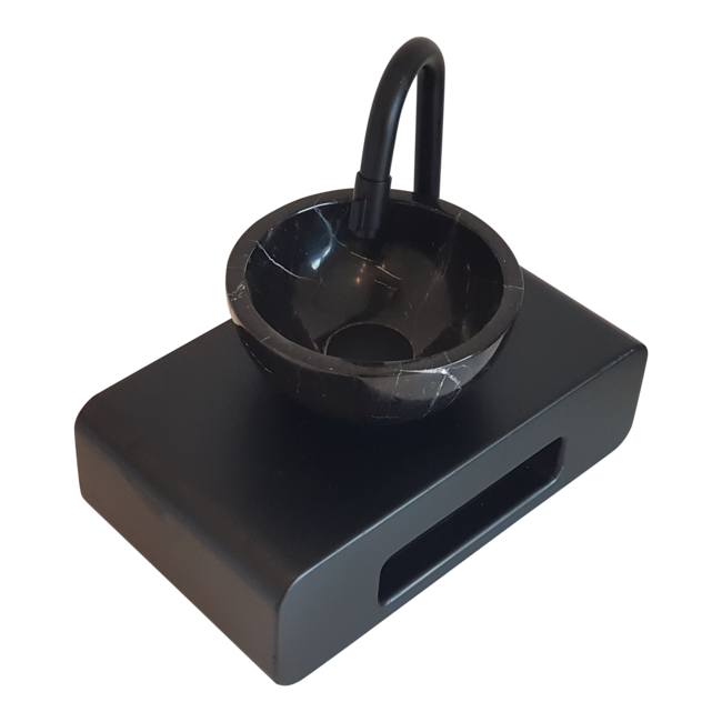 Como Mini fontein toilet zwart Black'N Roses met waskom 20 cm doorsnee