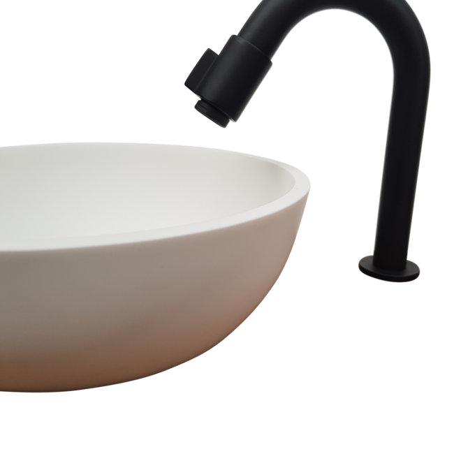 Como Fontein toilet DVFSZLG023 solid surface waskom met massieve houten planchet