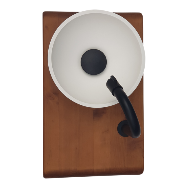 Como Fontein toilet DVFSZLG023 solid surface waskom met massieve houten planchet