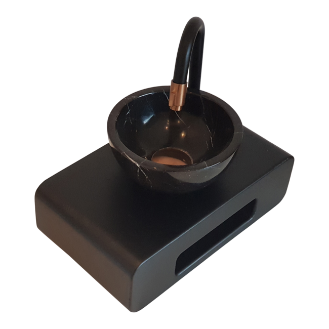 Como Mini fontein toilet zwart Black'N Roses met waskom 20 cm doorsnee