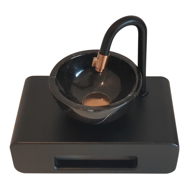 Como Mini fontein toilet zwart Black'N Roses met waskom 20 cm doorsnee