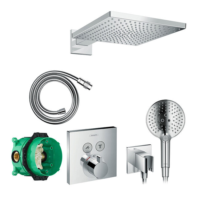 Hansgrohe Shower Select  Inbouw douche thermostaatkraan 2 weg  & Omsteller & Hoofddouche, set HG02