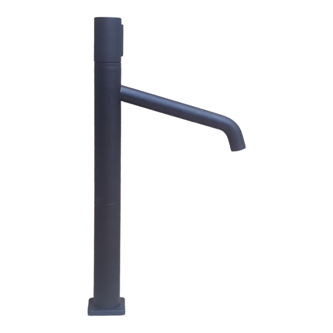 Como Wastafelkraan verhoogd mat zwart. Geribbelde hendel