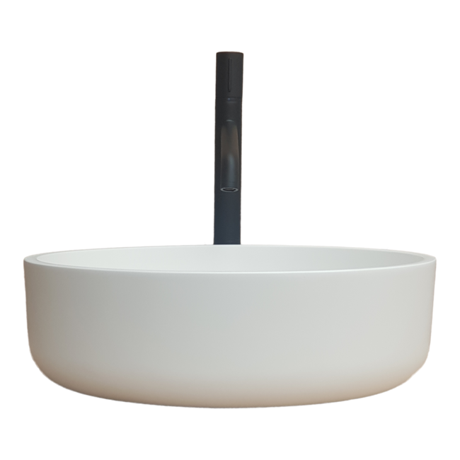 Como Wastafelkraan verhoogd mat zwart. Geribbelde hendel