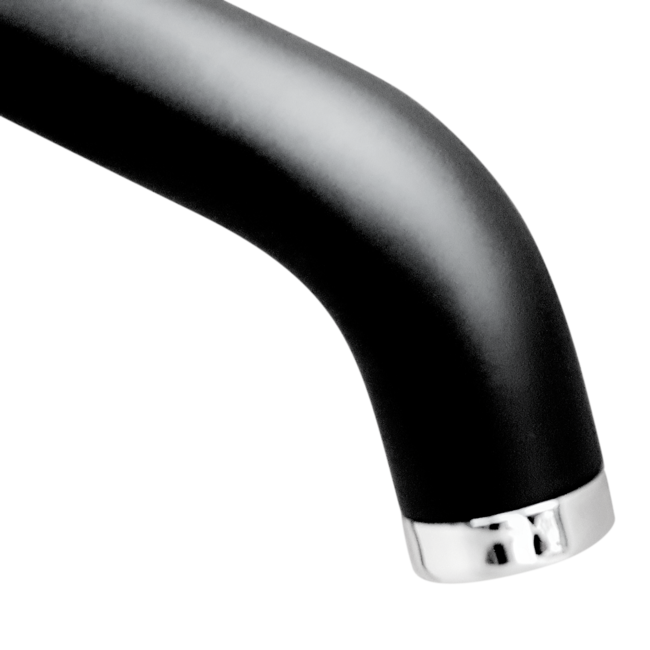 Como wastafelkraan geribbeld design, verhoogd in mat zwart