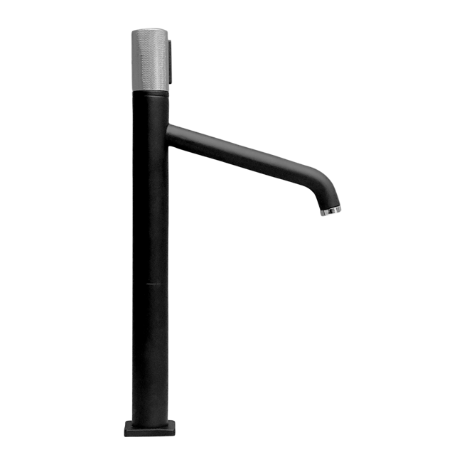 Como wastafelkraan geribbeld design, verhoogd in mat zwart