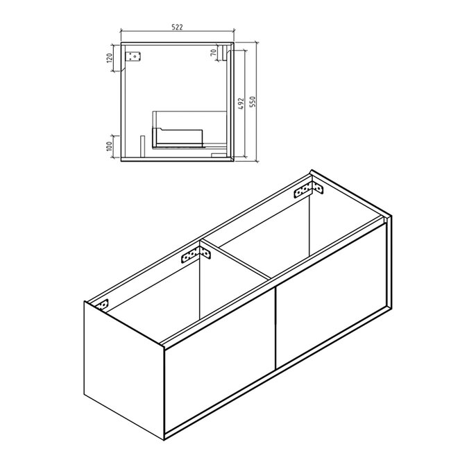 Como Wastafel onderkast  150 cm met led verlichting laden