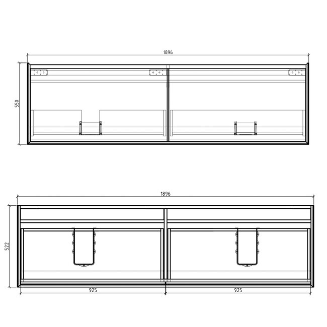 Como Wastafel onderkast  190 cm met led verlichting laden