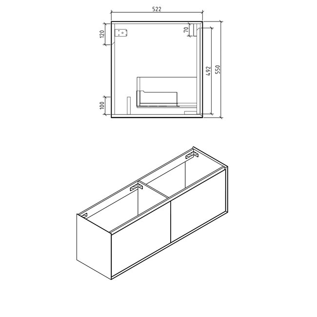 Como Wastafel onderkast  190 cm met led verlichting laden