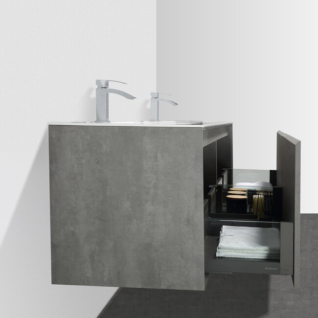 Como CREA Badkamermeubel set betonlook 90 cm met led verlichting laden