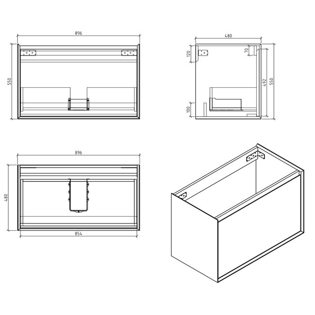 Como CREA Badkamermeubel set betolook 60 cm met led verlichting laden