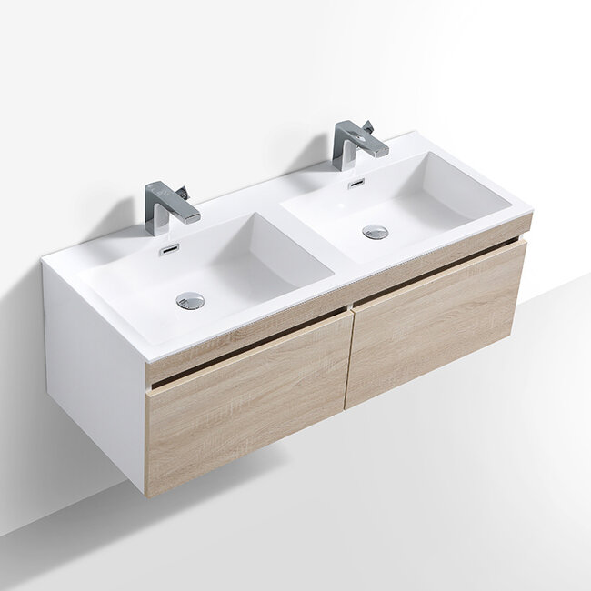 Sanitear  badkamermeubel set 120 cm aanbieding. Mineraal marmer wasbakken met led verlichting