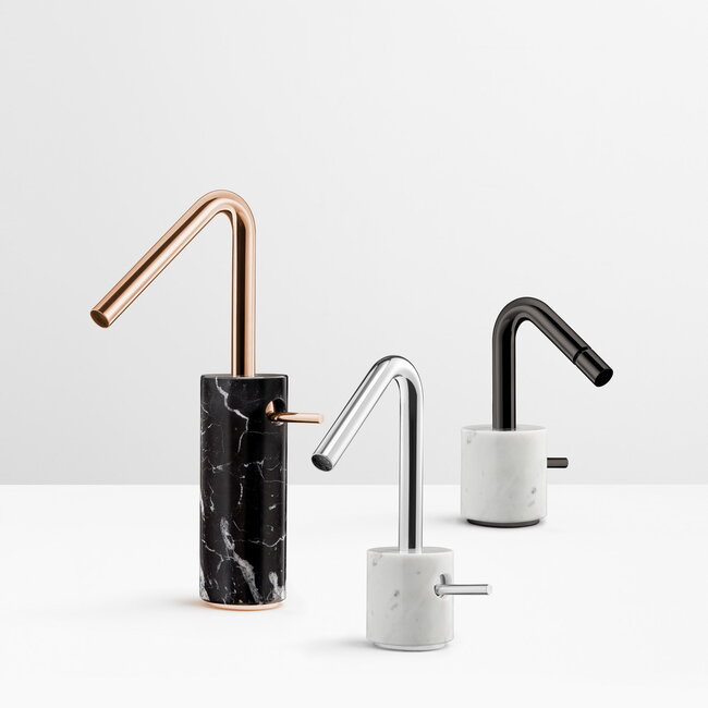 Marmer lichaam inbouw wastafelkraan zwart