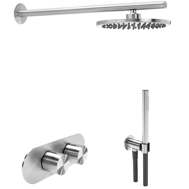 RVS Inbouw regendouche set, 2 weg