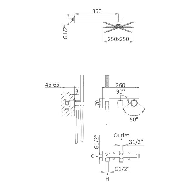 Escudo inbouw doucheset chroom