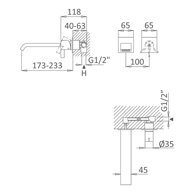 Brezee wastafelkraan inbouw met inbouwdeel